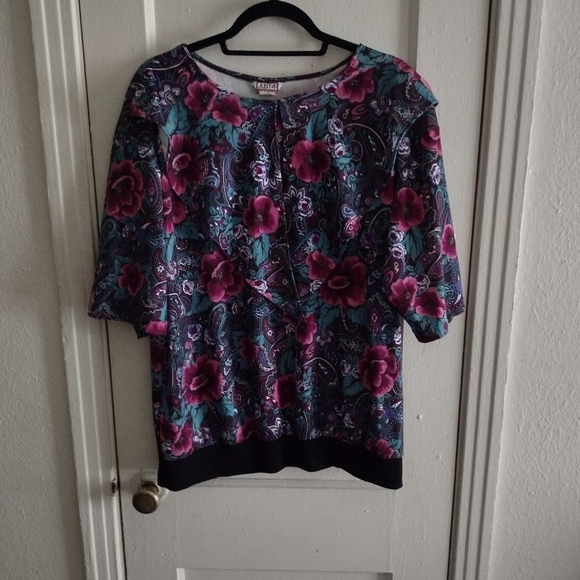 Vtg Just 4 Floral Top 20W - Picture 1 of 6